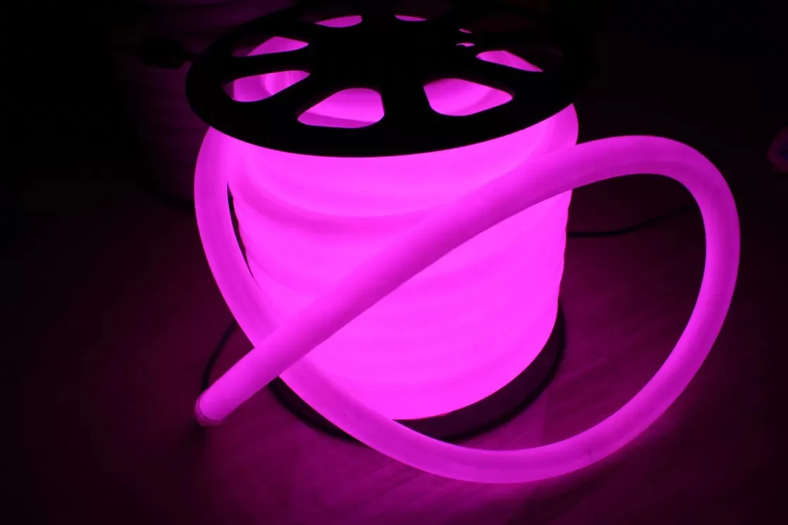 Круглый гибкий неон NeonMos LED D16 12V розовый